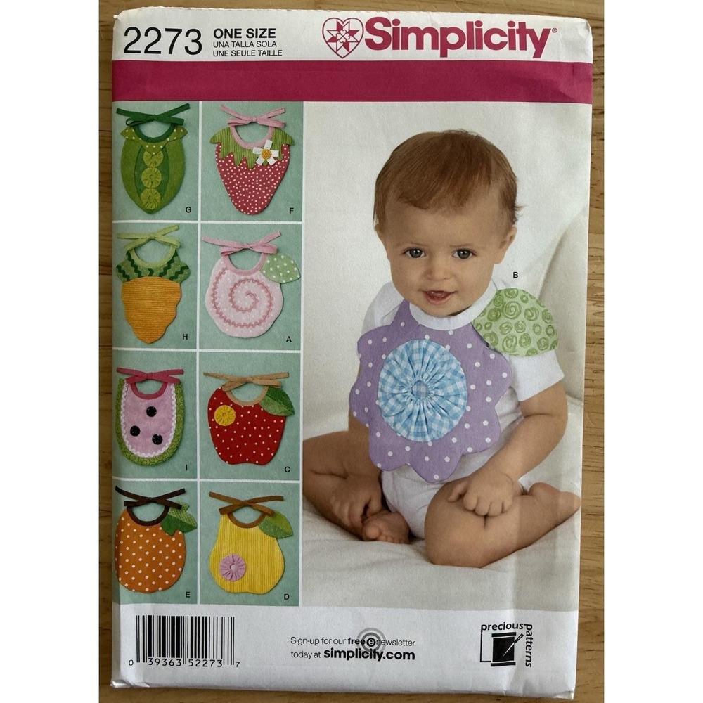 Simplicity Precious‎ Pattern 2273 Baby Bibs 9 Variations One Size Uncut FF